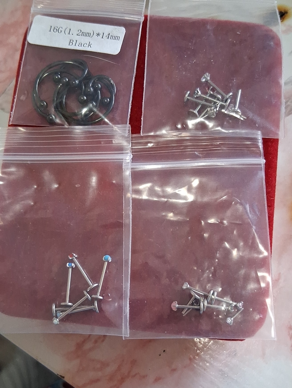 Silver Steel Labret Studs with Colored Gem Accents - Multi-Pack